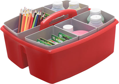 Storex 2-Compartment Large Cleaning Caddy – Multipurpose Supply Organizer with Handle - Black, 1-Pack (00973A06C)