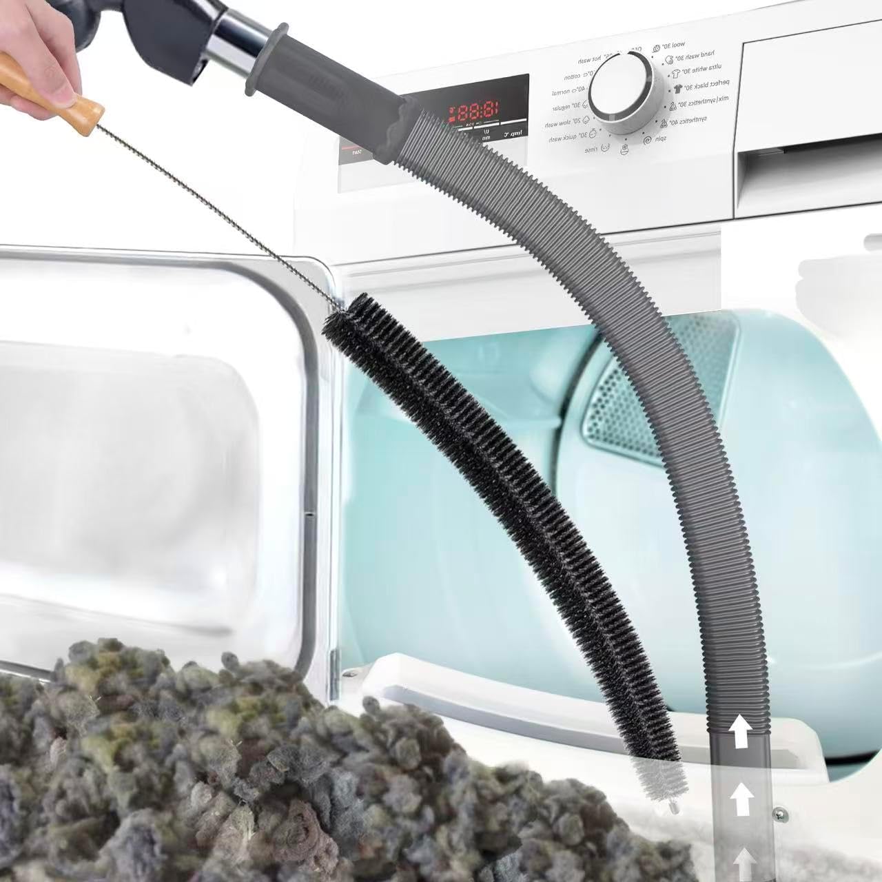 2Pcs Dryer Vent Cleaner Kit, Lint Brush & Universal Vacuum Hose Blue | Universal Flexible Hose Without Whistling Noise | Reach Deep Traps - Remove Hidden Lint, Speed Drying & Reduce Fire Risk