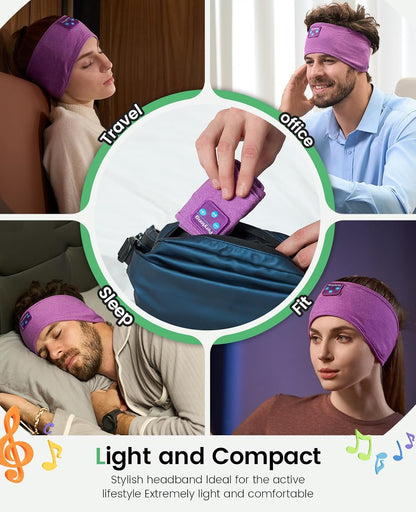 Perytong Sleeping Headphones Bluetooth Headband, Soft Long Time Play Sleeping Headsets with Built in Speakers Perfect for Workout,Running,Yoga,Travel, Darkgray