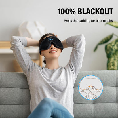 Sleep Headphones,Sleep Mask for Side Sleeper,3D Eye Mask for Sleeping with Stereo Speakers,Bluetooth Headphone,Perfect for Gifts for Women/Men Black