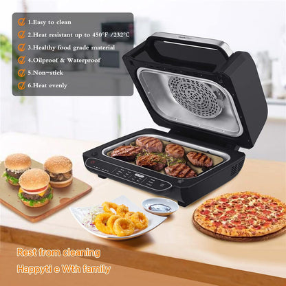 WMKGG Silicone Air Fryer Liners, 2PCS Air Fryer Silicone Liners | Reusable Rectangular Non-Stick Basket Accessories for Ninja Foodi Dual DZ201/DZ401 8-10QT