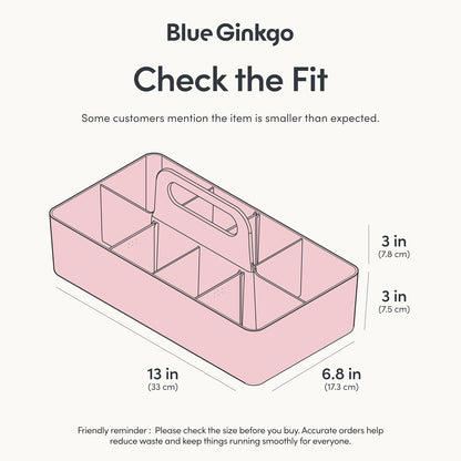 BLUE GINKGO Stackable Organizer Caddy, Rectangle, White, Made in Korea | Portable. Adjustable. Home, Office & School Storage.