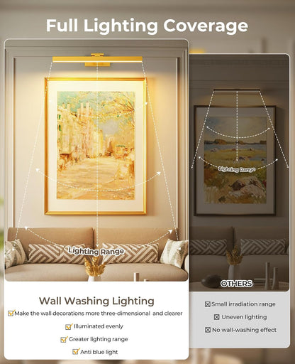 Picture Light for Wall, 16in Battery Wall Sconce Art Light CCT Dimmable Magnetic Battery Lights for Painting with Remote Control for Gallery Artwork Living Room Portraits Hallway 2PCS Black