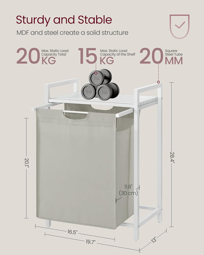 VASAGLE Laundry Hamper, Laundry Basket Sorter with 3 Pull-Out and Removable Bags, Shelf, Metal Frame, 3 x 10.6 Gallons (40 L), 36.4 x 13 x 28.4 Inches, Cappuccino Beige and Natural Beige UBLH301LH01