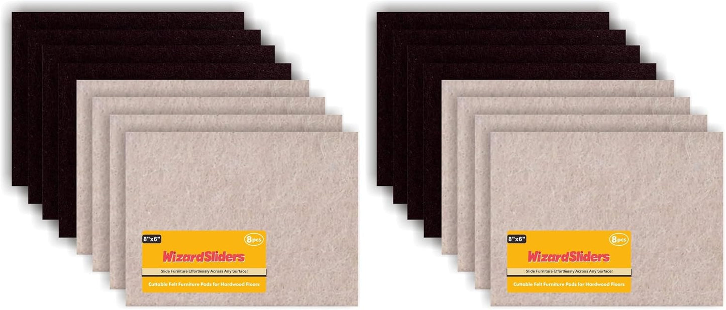 Felt Furniture Pads Self-Adhesive for Hardwood Floors, 8pcs 8" x 6" x 1/5" Cuttable Furniture Pads Square Furniture Movers, Floor Protector Cut into Any Shape, Beige