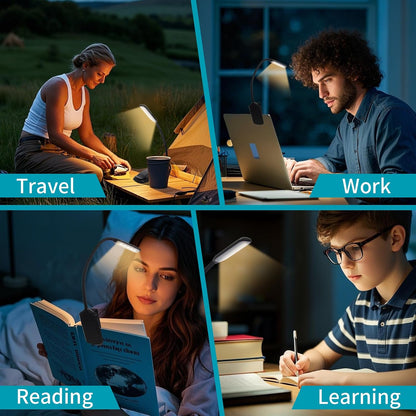 Rechargeable Book Light, Clip-On LED Reading Light, Eye-Caring