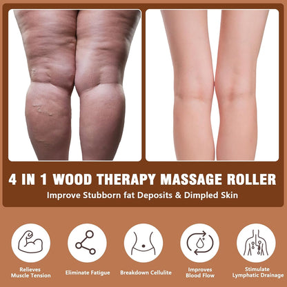 KintKita Wood Therapy Massage Tools, 4 in 1 Lymphatic Drainage Massager Body Sculpting Tools, Professional Maderoterapia Kit Cellulite Massager for Body Contouring,Relief Muscle