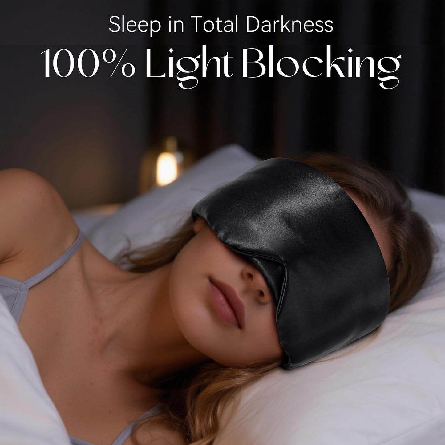 Silk Sleep Mask 22 Momme 100% Mulberry Silk & 3.5cm Silk Hairband Set for Side Sleeper Women Men,Light Blocking Nose Pad, Adjustable Silent Strap,Eye Mask fo Home & Travel Use (Pink)