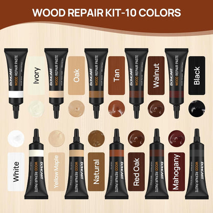 Boncart Wood Furniture Repair Kit, Wood Touch up Fillers | Repair Scratches, Cracks, Paint Chips, and Nail Holes on Furniture, Floors, Doors, Cabinets, and Tables (10 Colors)