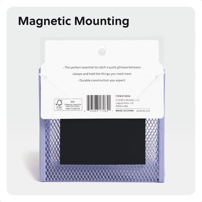 U Brands Magnetic Locker Cup with Mirror, Magnetic Pencil Holder, Purple