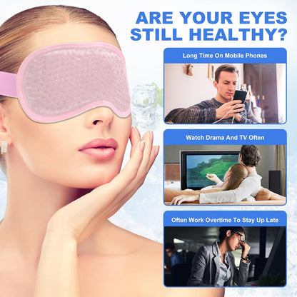 2Pack Cold Cooling Eye Mask, Reusable Hot Colder Therapy Gel Bead with Plush Backing for Puffiness Migraine Stress Relief Skin Care Dry Eyes