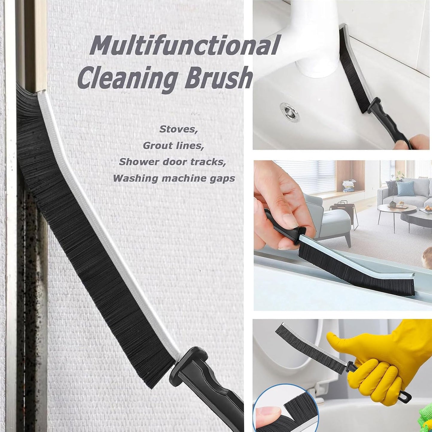 Crevice Cleaning Brush Set, Hard Bristle Gap Scrubber Tools for Bathroom Grout, Window Tracks & Shower Doors, Deep Cleaning Home Essentials & Practical Housewarming Gifts 12-Pack