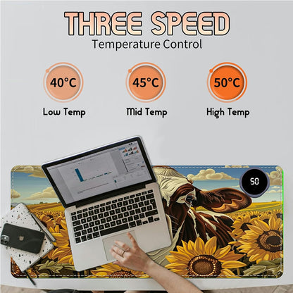 Heated Desk Pad Heated Large Mouse Pad, Electric Quickly Warm Desk Mat with 3 Levels Heating 3 Hours Auto Shut-Off, 31.5" x 13" Warm Gaming Mousepad Hand Foot Warmer, Baby Elephant