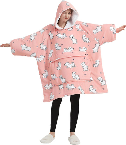 Wearable Blanket Hoodie for Adults With Pocket Strawberry Hoodie | Sherpa, Fuzzy Blanket Hoodie, Oversized Sweatshirt Blanket, Kangaroo Pouch, Cute Birthday Gifts for Sister, Cute Stuff
