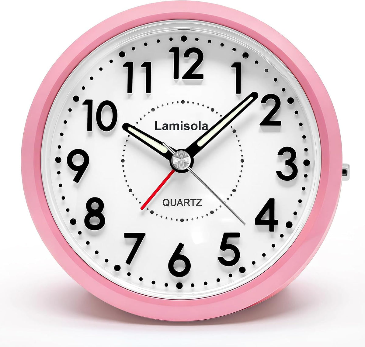 Lamisola 4 Inch Alarm Clock for Bedrooms, Small Analog Desk Clock, Black