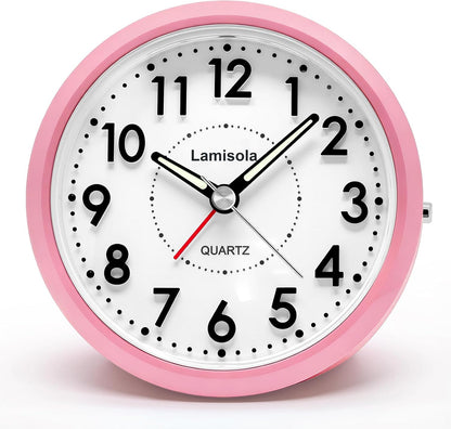 Lamisola 4 Inch Alarm Clock for Bedrooms, Small Analog Desk Clock, Black