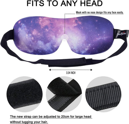 PrettyCare 3D Sleep Mask 2 Pack,Eye Mask for Side Sleeper 3D Contoured Sleeping Mask Blackout Out for Men- Blindfold Airplane with Ear Plugs, Night Masks with Travel Bag (Black&Blue)