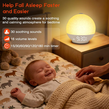 Sunrise Alarm Clock White Noise Machine, Sunset Simulation, 30 Sleep Sounds | 12 Color Night Lights, Dimmable Sunlight Lamp Wake Up Light, Loud Digital Clock for Kids Teens Heavy Sleepers Adults Bedrooms