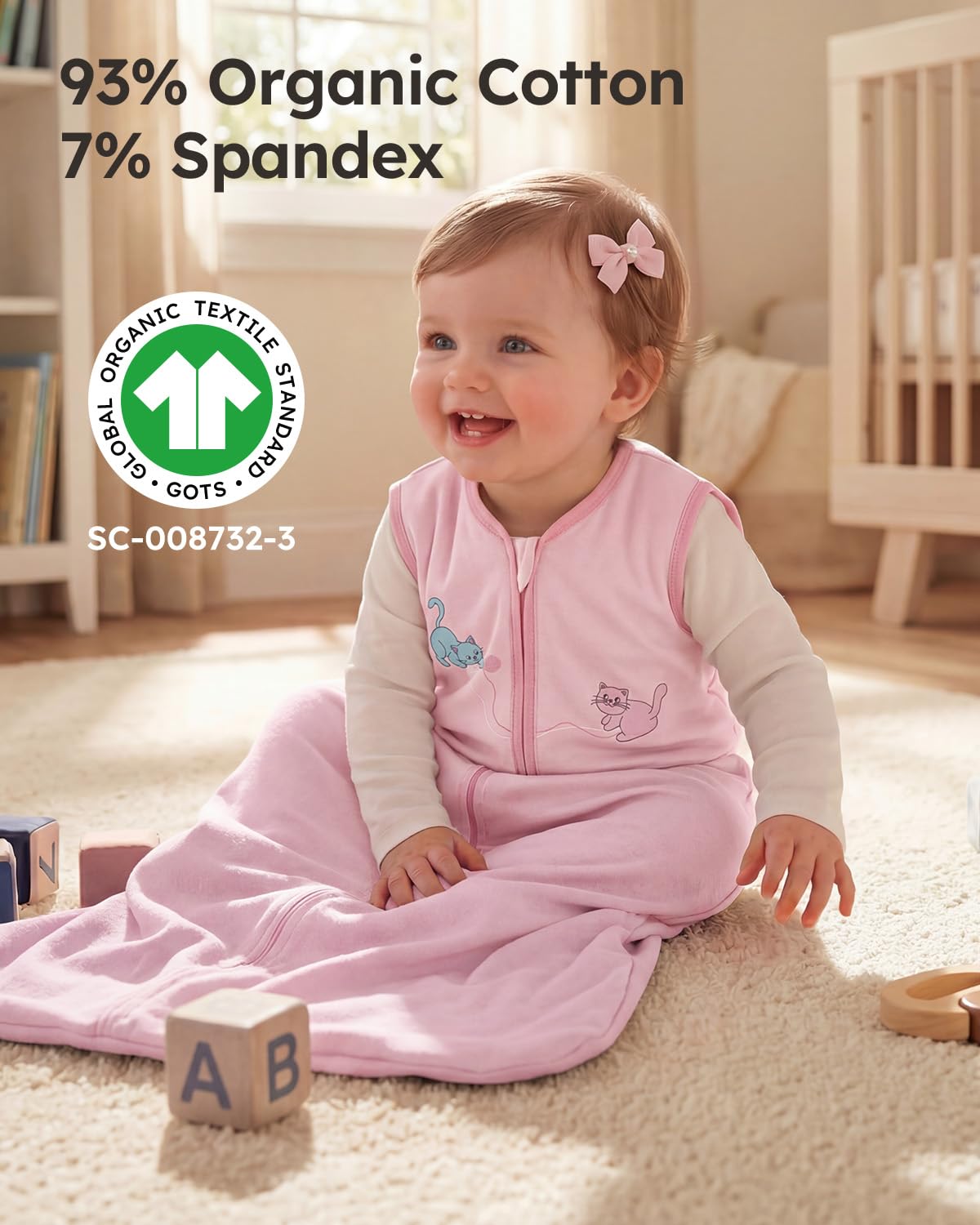 Yoofoss Baby Sleep Sack 0-6 Months Wearable Blanket for Babies 100% Organic Cotton 2-Way Zipper TOG 0.5 Toddler Sleeping Sack 3 Pack, Sleep Sacks