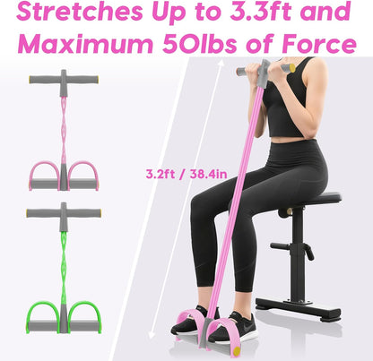 Pedal Resistance Band with Handles, 6-Tubes Natural Rubber Exercise Bands | Upgrade Foot Pedal Resistance Bands for Working Out, Multifunction Fitness Equipment for Abdomen, Waist, Arm, Leg, Pilates