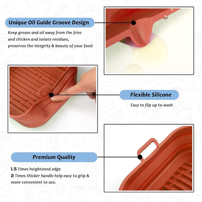 Silicone Air Fryer Liners Square - Reusable Airfryer Collapsible Basket - Easy to Clean Air Fryers Pot for 5.8 to 8 Qt Baking Tray Oven Accessories, 8.5 Inch Large