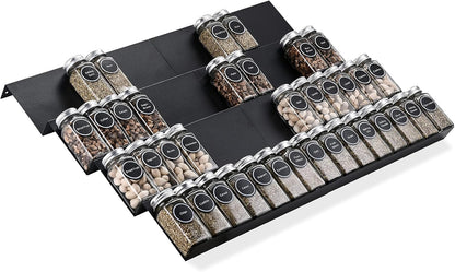 Bamboo Spice Rack Tray - Spice Drawer Organizer for Kitchen Cabinets Storage and Organization (Jars Not Included, 8 Individual Pieces, Not Adjustable)