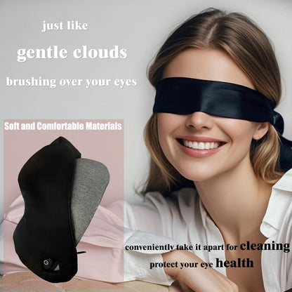Silk Cordless Heated Eye Mask for Dry Eyes, Light Blocking Warm Eye Compress, Improved Sleep, with 3 Heat Settings, Washable Heating Pad for Migraine, Travel, Rechargeable, Men Women