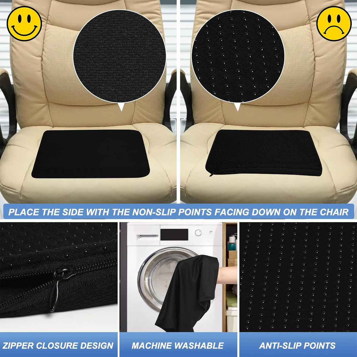 Gel Seat Cushion for Long Sitting - 16.5" x 14.5" x 2.4" (Extra Thick＆Soft)