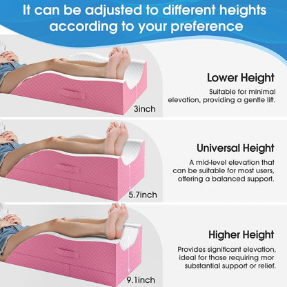 TranquilRelax Leg Elevation Pillows for After Surgery, Wedge Pillow, Grey | Memory Foam, All-around Knee & Ankle Support for Swelling, Height-adjustable, Nop-Slip Bottom, Washable Cover, Single-leg