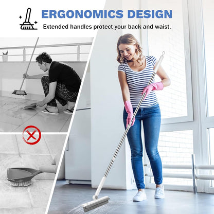 SetSail Grout Cleaner Brush with Long Handle, V-Shaped Floor Scrub Brush | Swivel Grout Brush Stiff Bristle Floor Grout Scrubber for Bathroom, Tile Line, Crevice, Kitchen, Wall, Deck, Garage