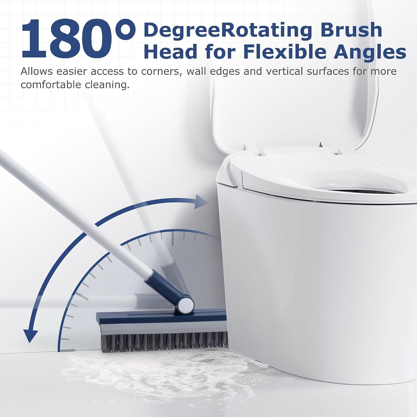 IVYROLL Grout Brush with Long Handle, Grout Cleaner Brush for Tile Floors | Stiff Bristles for Crevice, Tile Line, Shower, Kitchen, Bathroom