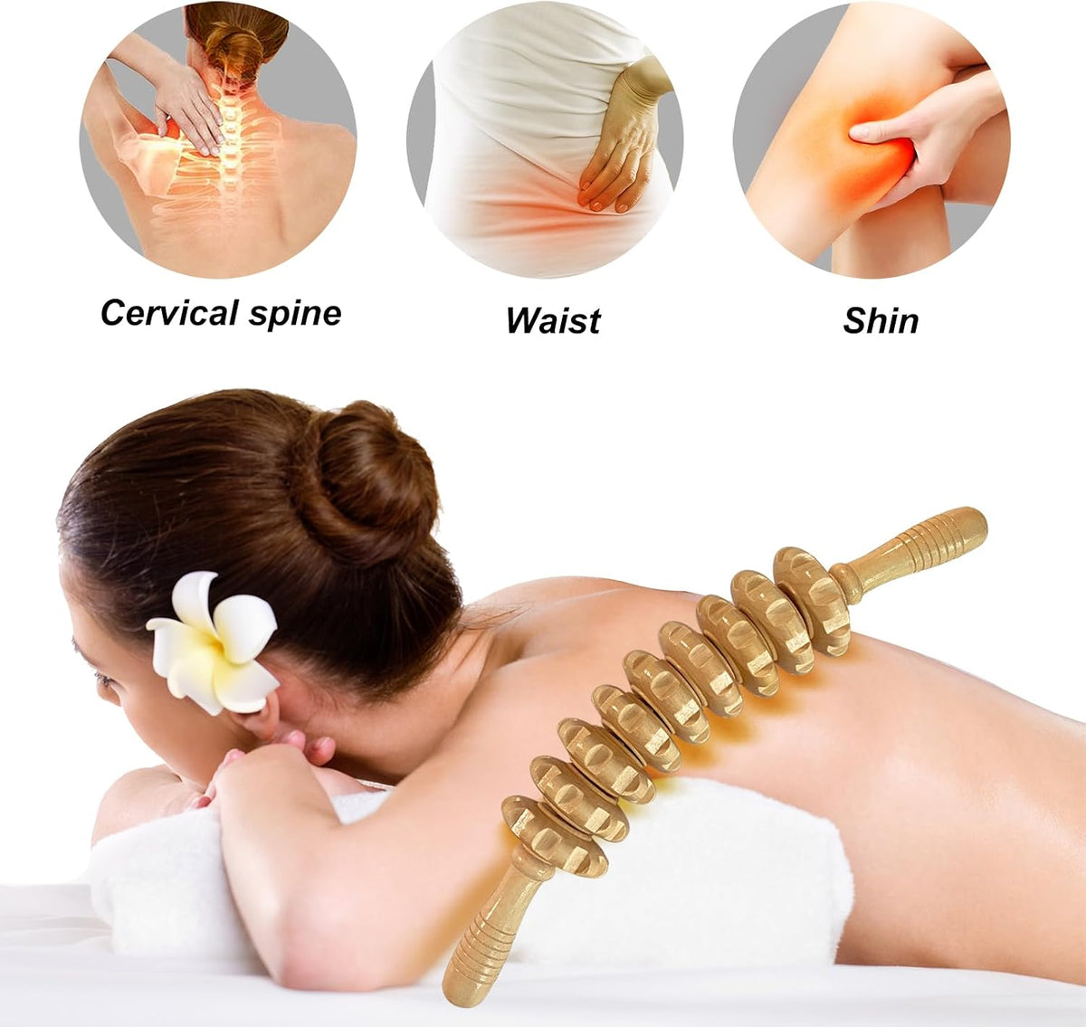 Wooden Massager Handheld Roller Trigger Point Massager Stick for Fascia, Cellulite, Muscle & Abdomen , Body Therapy Massager, Muscle Belly Relief Tool…