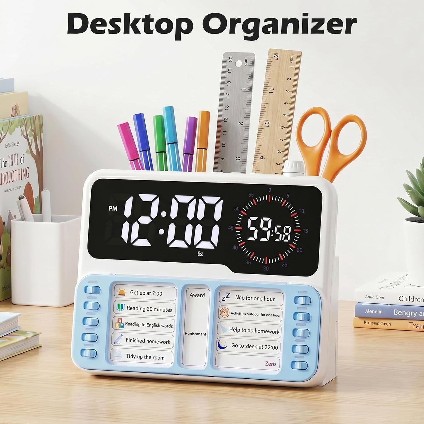 Visual Timer for Kids/Adults, ADHD Tools for Kids with Visual Schedule, 6-in-1 Time Timer with Alarm/Countdown/Digital Clock/Chore Chart, Smart Autism/ADHD Task Timer for Home Classroom - Pink