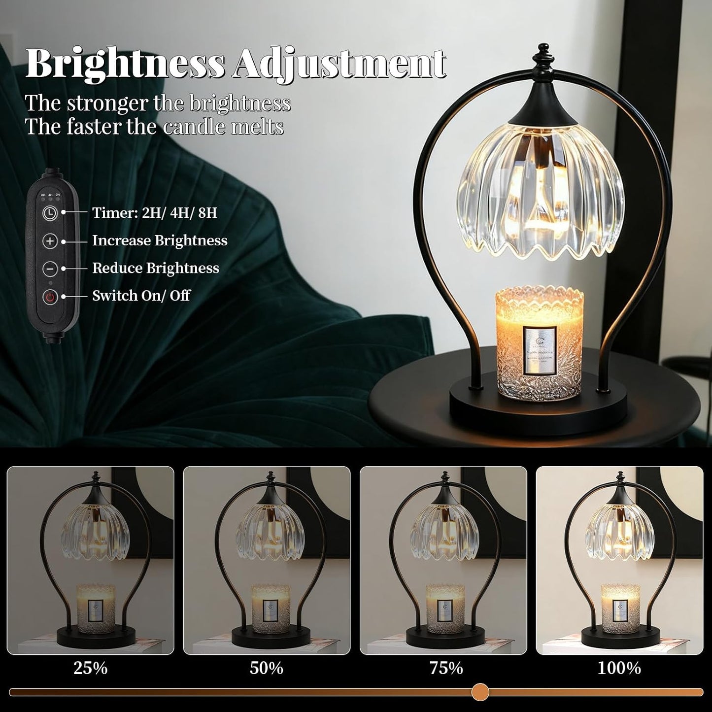GOODBUY Candle Warmer Lamp with Timer Dimmable: Electric Candle Warmer Birthday Gifts for Women Mom - Candle Lamp Warmer House Warming Gifts New Home Decor - Wax Warmer for Jar Candles with 2 Bulbs