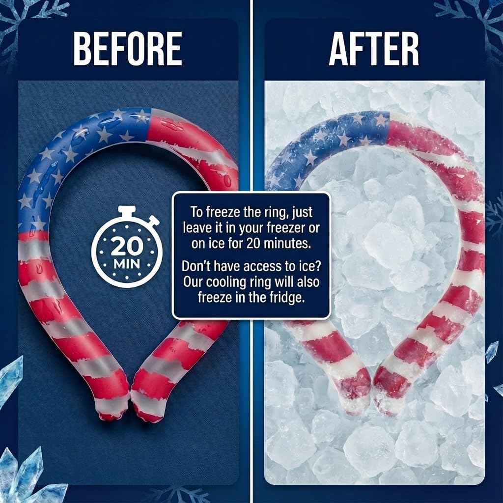 CoolTimeUSA Neck Cooling Tube | Wearable Cooling Neck Wraps for Summer Heat I Hands Free Cold Pack | Reusable Cooler (Blue)