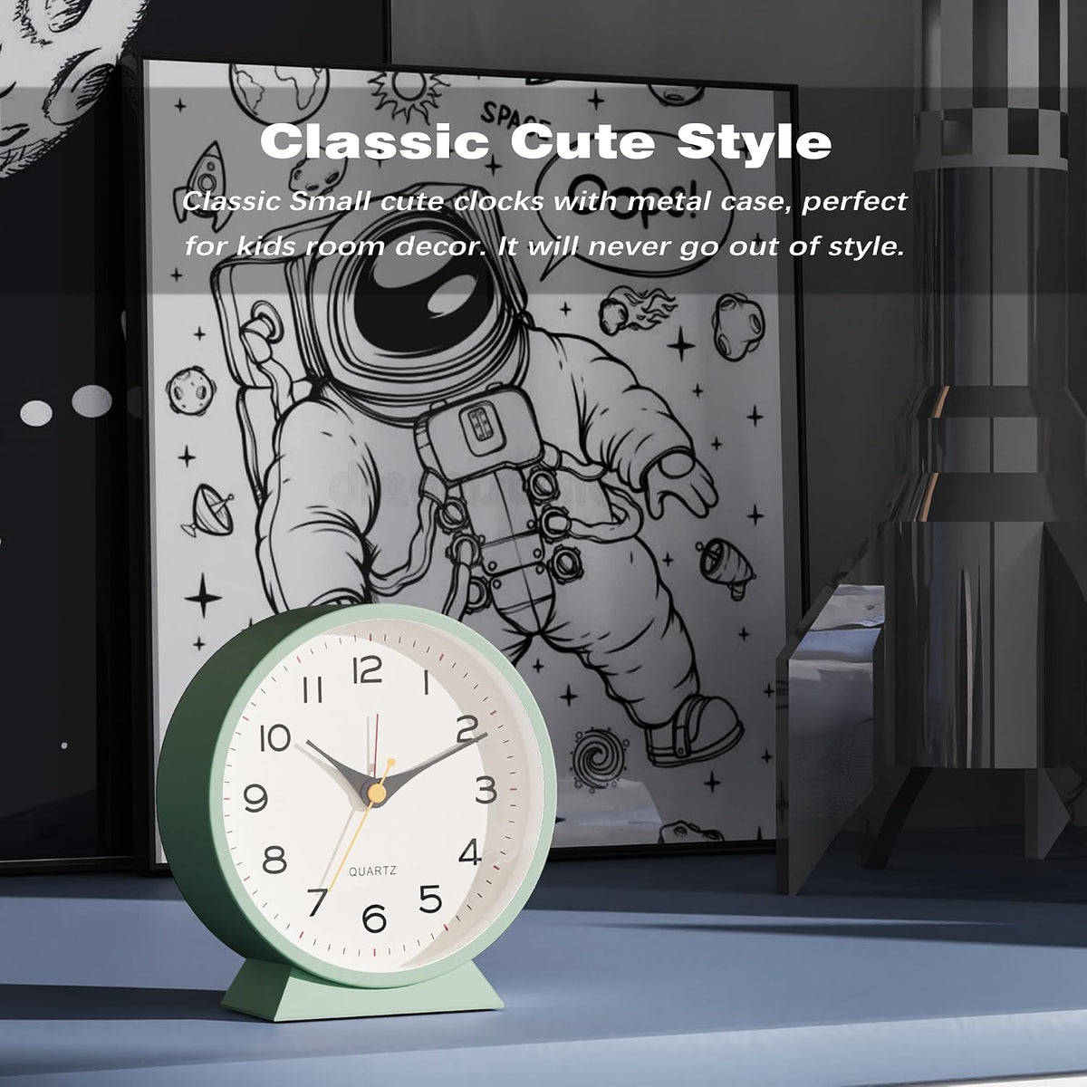 AYRELY® 4.5" Analog Alarm Clock, Small Retro Desk Clock and Table Clock