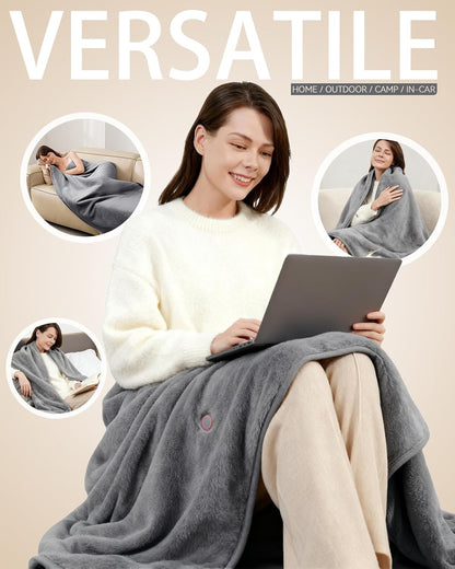 Cordless Heated Blanket (Battery Pack Not Included) - Battery Operated Heated Blanket Rechargeable USB Powered Heated Throw Blanket