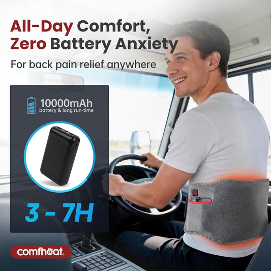 10000mAh Cordless Heating Pad for Back, Portable Rechargeable