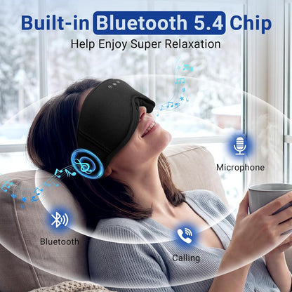 Bamboo Cotton Sleep Mask with Bluetooth Headphones, 100% Blackout, Grey