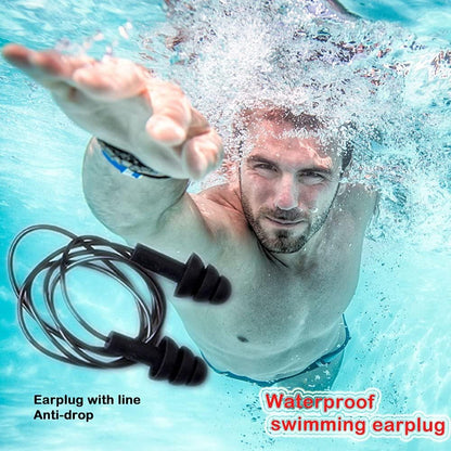 Noise Cancelling Ear Plugs with Cords 4 Pairs, Noise Reduction Soft Silicone Earplugs Waterproof Reusable Ear Plug for Sleeping, Snoring, Swimming, Study, High Fidelity Earplugs