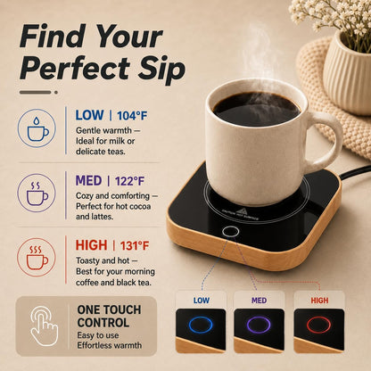 Coffee Cup Warmer, Auto Shut-Off Mug Warmer, 3 Temperature Setting