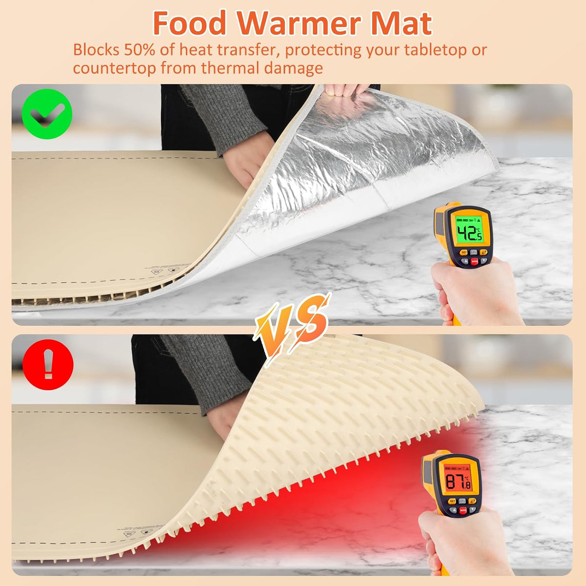Warming Mat for Food,36"x16" Large Food Warmer Mats for Countertop (Gray)