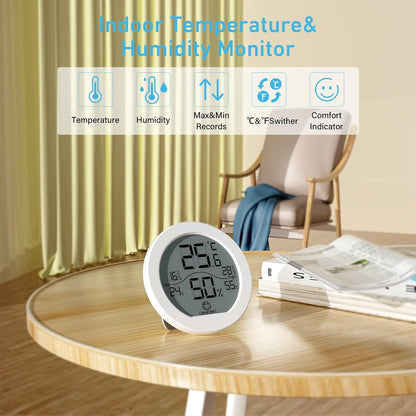Indoor Digital Hygrometer Thermometer for Room Temperature Humidity Meter | SECRUI Thermometer Accuracy Calibration LCD Temperature Sensor with Maximum and Minimum Records,1 Pack
