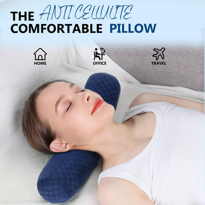 Neck Roll Pillow, Cervical Neck Pillow Bolster Pillow for Sleeping | Cotton neck roll, machine-washable cover, supports neck, legs, back & sleeping, slim bolster for bed & yoga