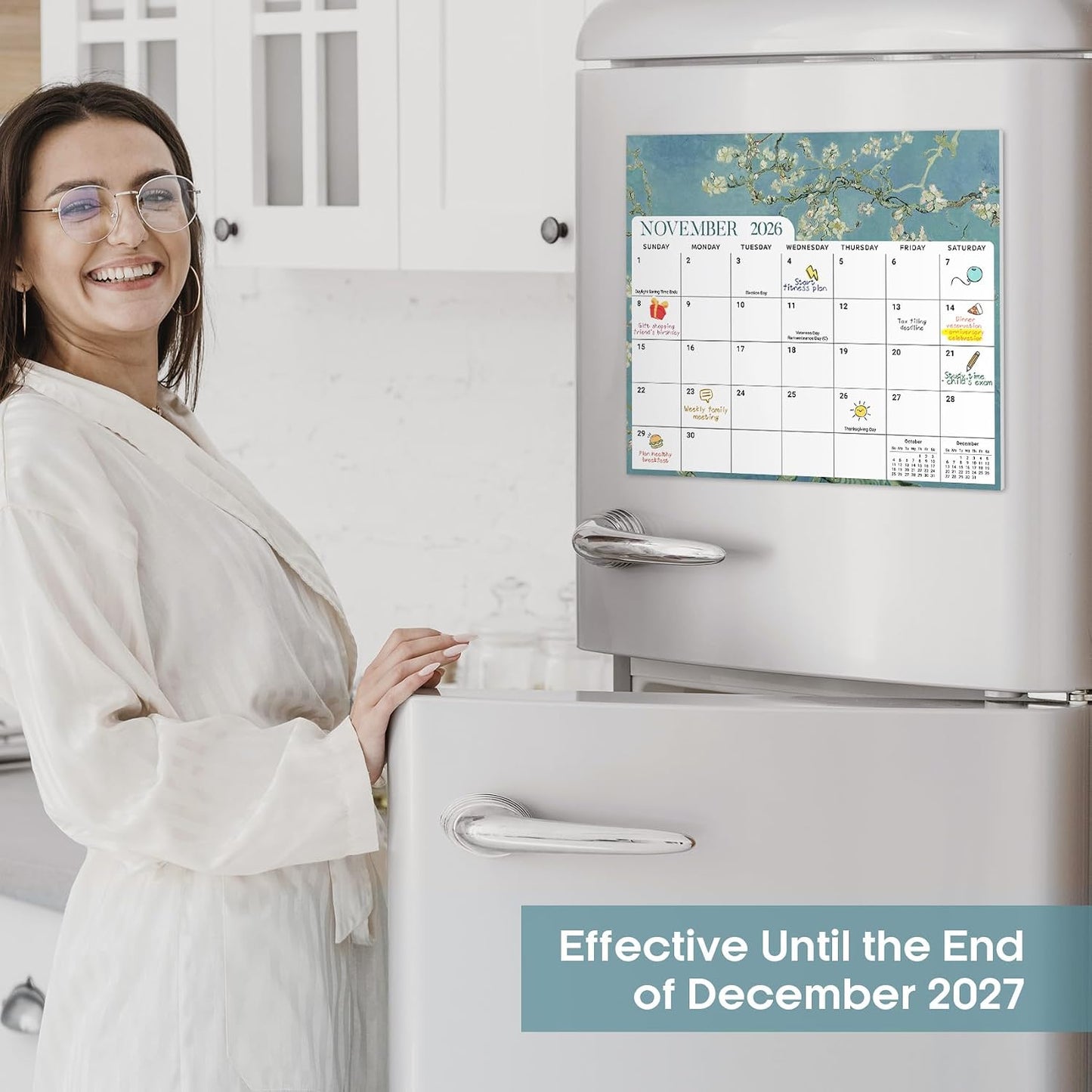 2026-2027 Magnetic Calendar for Refrigerator, Apr 2026-Dec 2027 | 21-Month Fridge Calendar 2026-2027 for Home Planning, Scheduling and Easy Organization, Greenery