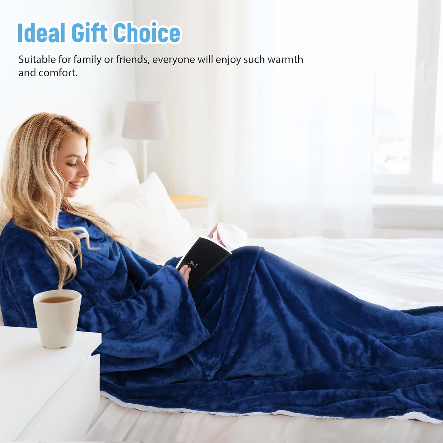Catalonia Sherpa Wearable Blanket with Sleeves Arms