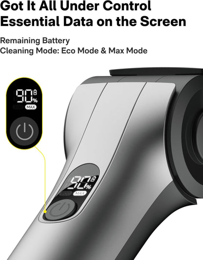 HOTO Flexi™ Cordless Electric Spin Scrubber, for Bathtub, Bathroom, Tile | Adjustable Angle, Extendable Handle, Smart Display, IPX7 Waterproof, Powerful Cleaning Scrubber with 8 Brush Heads
