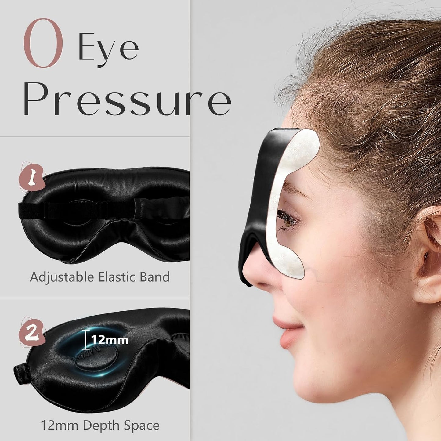 ZIMASILK Adjustable 3D 22 Momme 100% Mulberry Silk Sleep Mask | Upgraded Eye Mask for Sleeping - Soft & Breathable Blindfold - Blackout for Deep Sleeping (Pink)