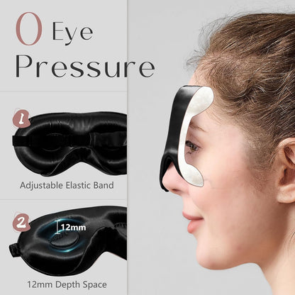 ZIMASILK Adjustable 3D 22 Momme 100% Mulberry Silk Sleep Mask | Upgraded Eye Mask for Sleeping - Soft & Breathable Blindfold - Blackout for Deep Sleeping (Pink)