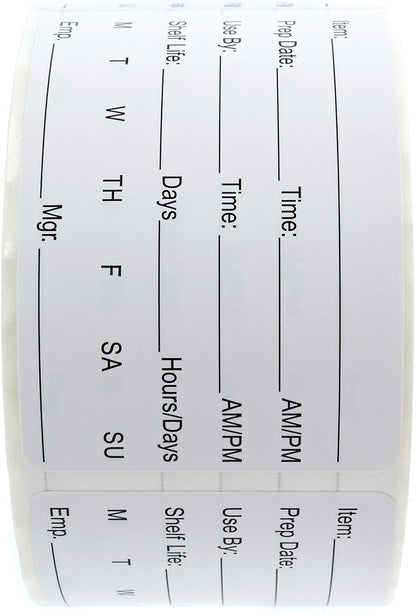 500 Dissolvable Food Prep Labels 1" x 2" Restaurant Quality Food Stickers/Meal Prep Leftovers Containers Organization/Made in The USA